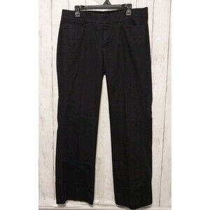 Dockers Women's Khaki Pants Black Flat Front High Rise Straight Leg Size 14 MED